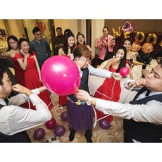吹爆氣球 婚禮闖關道具 懲罰道具 婚禮小物 整新郎整伴郎 尾牙活動道具 派對道具 婚禮道具 親子遊戲, 1個, 雙管+4氣球, 粉色