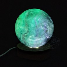 橘24 螢石球 8.6cm 彩虹光 收藏等級 彩虹紋 白紗質感 山形千層, 1個