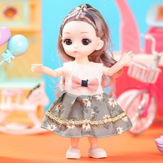 萌寶兒 迷你仿真洋娃娃換裝玩具套裝, 1個, 白衣綠裙【袋裝】無袖洋裝