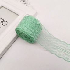 레이스천 밑단 원단 부자재 리본끈 4.5cm 10M, 1개, 16#에메랄드