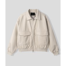 [블랙모먼트] 심플리시티 비건 레더 블루종 자켓 [크림]