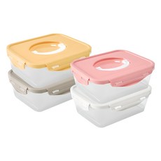 EZ&FREE 4 側封閉單手柄可愛鎖密封容器 1.4 升 x 4 件套, 4個, 單品