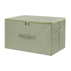 ANMINY 지퍼 뚜껑이 있는 보관함 51.9L(51.9쿼트) 뚜껑 패브릭 보관 상자 손잡이가 달린 바구니 큐브 세탁 가능한 면 리넨 옷장 선반 의류 정리함 - XL, 초록색