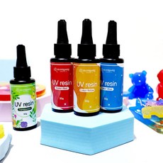 고등학생 공예반 UV레진아트 레진액 4종 기초과학 유아 미술활동 4가지색 실습키트 창의, 레진액/노랑