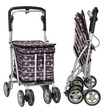 海夫健康生活館 YL 置物大空間保暖袋設計銀髮族購物助行車 櫻花粉(NO.68-107), 1個