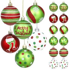 24피스 6.1cm(2.4인치) 나무용 크리스마스 볼 장식품 트리 장식용 반짝이는 레드 그린 화이트 엘프 전구 세트 플라스틱 비산 방지 벽걸이 장식 홈 파티 장식 2952