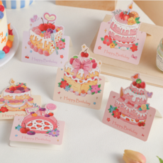 위캔바이 생일 축하카드 케이크 선물포장 데코카드, 6개