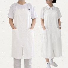 슬픽 예쁜 카페 도예 공방 방수 롱 앞치마, 1개, 화이트