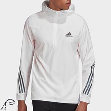 adidas 愛迪達 Running logo印花半拉鍊式長袖風衣 白色+PG掛繩