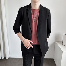 【兩件套】休閒西裝 寬鬆 薄款五分袖西裝外套 西裝短褲