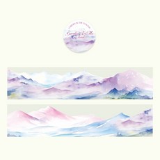 숲속 풍경 마스킹테이프 꽃 구름 다꾸 투명 배경 마테 스티커, 03 : 꿈의 산맥