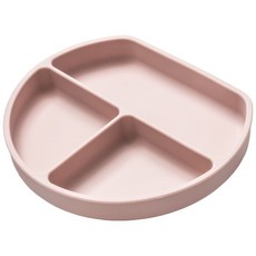 寶寶吸盤餐盤 分格矽膠餐盤 食品級矽膠 兒童餐具 分隔吸盤餐盤 吸盤碗, 淺粉, 1個, 主餐盤