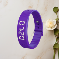 자칠 진동 알람 스포츠 충전식 손목 시계수면측정 타이밍 W5SV, 1개, 퍼플