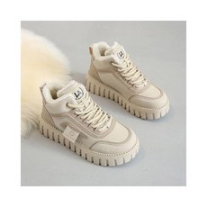 雪靴女冬季加絨保暖棉鞋，韓版學生高幫復古休閒鞋，厚底防水防滑運動跑步鞋，輕便登山滑雪健走鞋, 규격 없음, 卡其