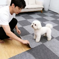 스타일닥터 무접착 타일 카페트 흡착 강아지 고양이 미끄럼방지 데코타일 거실 침실, 연그레이