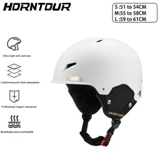 스키스노우보드헬멧 업그레이드 바이저가 있는 겨울 스포츠 스노모빌 고글 장착 스노보드, XL (61-64cm), 15)White