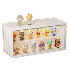 ZIMOMO 透明貨櫃造型展示盒 雙層防塵模型收納盒 磁吸開合玩偶展示架, 1個