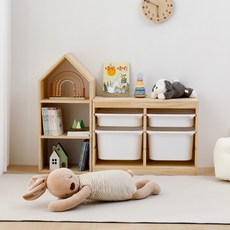 房子造型置物架 寶寶收納櫃 抽屜式玩具櫃 實木兒童玩具收納櫃 幼兒園玩具櫃, 鏤空小房子五層, 鏤空小房子五層