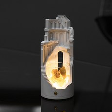 아테네 캔들워머 아로마테라피 무드등 충전 무선 터치 LED 크리스탈 디퓨저 집들이선물, 아테네 캔들워머 (크림스톤)