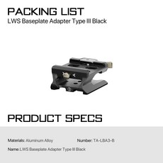 스마트폰 짐벌 모듈러 15mm 베이스플레이트 LWS TA TILTA MBP 및 어댑터, TA-LBA3-B, 1개