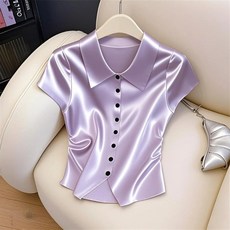 PETITBATH 여성 오피스룩 파티룩 카라 슬림 반팔 셔츠 20250712 CS WH 4111