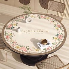 대형 실리콘 매트 원형 테이블보 테이블 가죽 방수 식탁매트 식탁보 식탁 1개 80cm 로즈 가든, 70cm, 70cm × 핑크 플로럴 × 1개