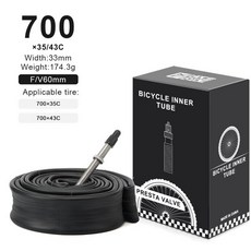 라이더레이스 자전거 이너튜브 700C 18 23 25 28 32 35 43C 로드 사이클링 타이어 48/60mm AV F/V 슈레더 프레스타 밸브 부틸 고무, [10] 35 43C FV 60MM