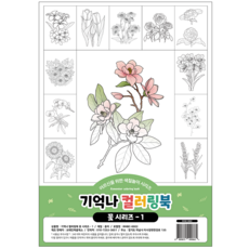 어른색칠공부 어르신 색칠공부 도안 치매 예방 기억나 컬러링북 꽃 시리즈-1, 1개, A4