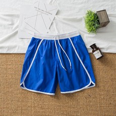 男士平角沙灘褲 可下水溫泉 寬鬆大碼四分休閒短褲