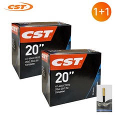 [1+1] CST 20인치 20X2.20-2.50 SV(48mm) 슈레더 밸브 자전거 튜브, 1개