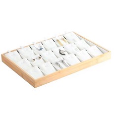 天然竹木飾品展示收納盤, 白色
