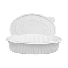 [일용상회]타원 찜용기 JH 340파이 대 3100ml 100세트 백색, 100개, 1세트