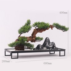新中式仿真迎客松羅漢柏盆景 玄關微景觀擺件, 如圖所示