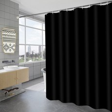 패브릭 무지블랙 180cm + 커튼링(12p) 세트, 1장, 블랙