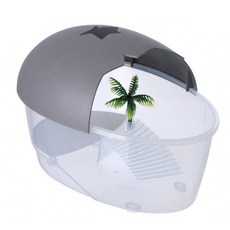 반폐쇄 커버 투명 본체 환기가 잘 되는 파충류 집용 파충류 케이지 소형 플라스틱 테라리움, Gray