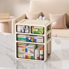 家用抽屜式醫藥箱 藥物收納櫃 急救整理盒, 組合款三層