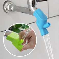1+1 수도 꼭지 연장탭 어린이 양치 손세척 실리콘 욕실 세면대, 블루+그린, 1개