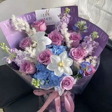 모루꽃다발키트 꽃다발 선물 시들지않는 취미 모루 공예 블루 버블 꽃다발