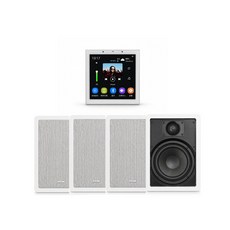 BOK MHZ 打造環繞立體聲, 白色, MH4 智能家居中控音響+ IW-106 6.5吋嵌入式喇叭（4支）
