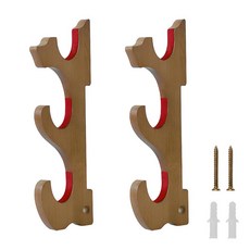 Jwinkumy 벽걸이 검 스탠드 - 카타나 벽 마운트 사무라이 랙 칼 3개용 검 지팡이 플루트용 레드 벨벳 안감이 있는 나무 디스플레이 홀더 (옐로우), 옐로우