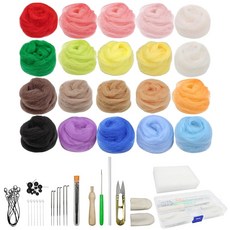 게인스프라 바늘 펠팅 키트 20가지 색상: 도구가 포함된 용품 키트 DIY 수공예 장식용 바늘이 펠트 스타터, 1개