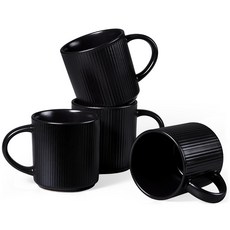 세라믹 커피 머그잔 4종 세트 350ml, 1개, 매트 블랙