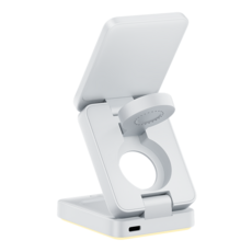 3合1折疊式磁吸無線充電座，手機手錶耳機多功能充電，可折疊收納方便攜帶，Type-C快速充電, 三合一手機充電支架（白色）, MCK-Z01