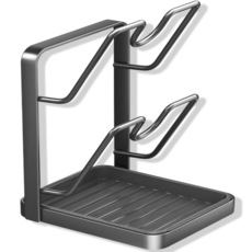 샵리빙 깔끔정리 2단 냄비뚜껑 조리도구 거치대, 1개, 차콜그레이