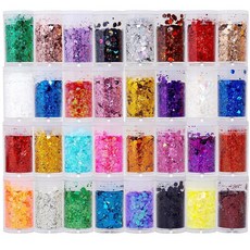 32 팩 청키 믹스 홀로그램 글리터 - 페이스 글리터 네일 파인 공예 메이크업 및 바디용 공예 페스티벌 코스메틱 등급, Mega Pack All Colors