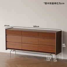 北歐實木五鬥櫃 復古客廳儲物櫃 中古邊櫃 北美黃楊木臥室收納抽屜櫃, 黃楊木九斗櫃, 1個