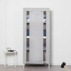 MF MAGIC HOUSE 視窗防塵衣櫃 + 橡膠槌套組, 白灰色