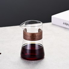 해피유통 프리미엄 핸드드립 커피 필터 글래스 세라믹 실리콘 우드 일체형 드립퍼, 우아한 나무 카드 커피포트(투명)