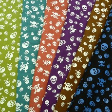 가죽공예 해골 SKULL 프린트 세무 스웨이드 고트 양가죽, 검정 약 8평