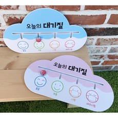 구름 대기질안내 유치원 현관입구 표시판 병원 학교 야외활동 유아시설 환경구성판, 블루